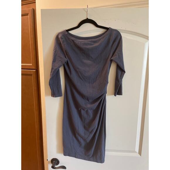 Dress James perse stretch 3/4 sleeve rushed at side for slender look - Picture 1 of 4